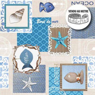 CDAffaires Nappe ronde (0) 160 cm en toile cirée pvc Palma Bleu