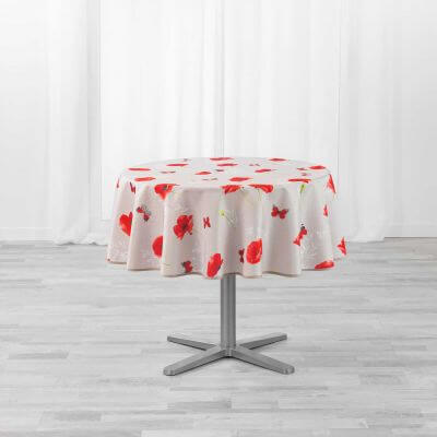 Nappe antitache ronde - Diamètre 180 cm - Coquelicots