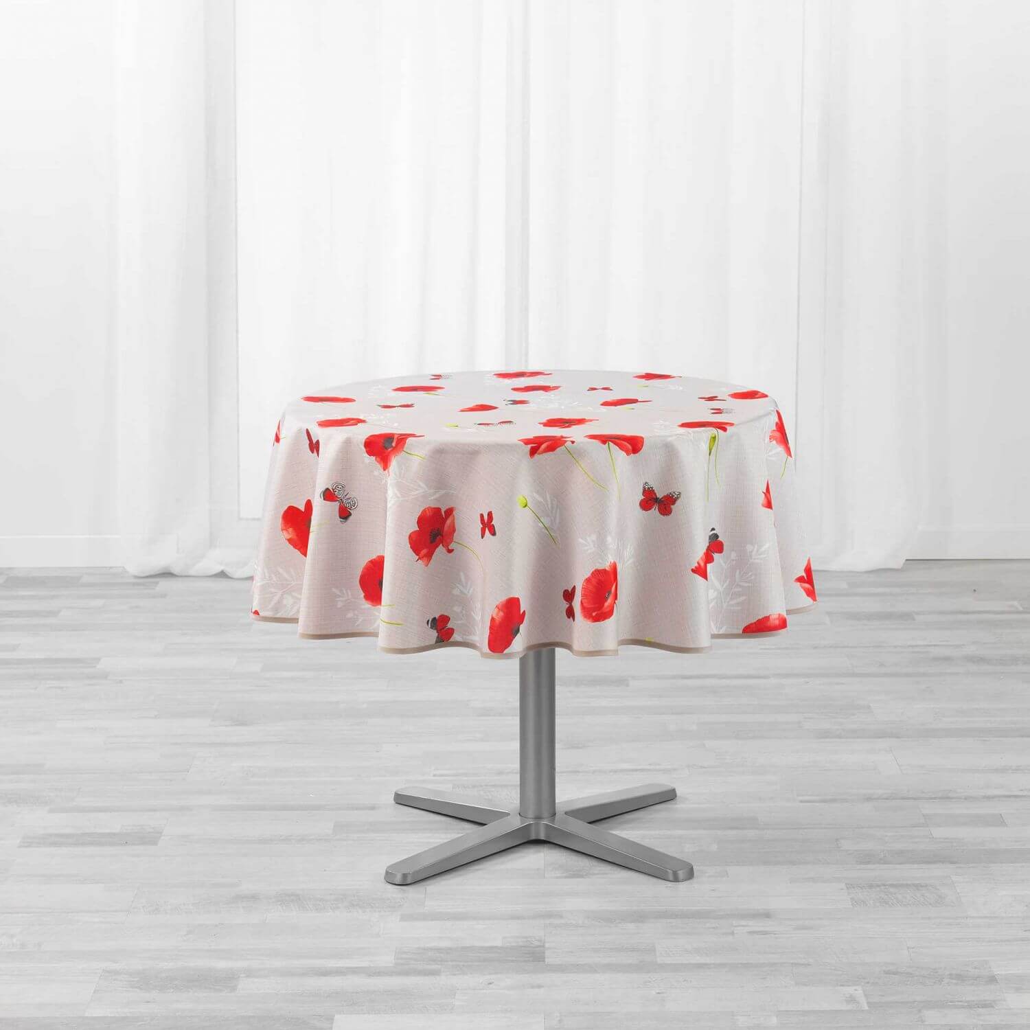 Nappe antitache ronde - Diamètre 180 cm - Coquelicots