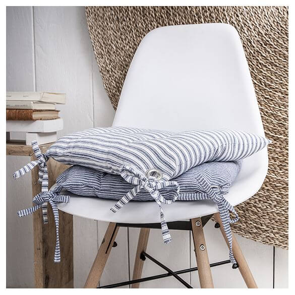 Galette de Chaise 100% Coton 40 x 40 x 4 cm Non Déhoussable Bord Effiloché