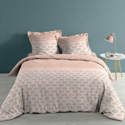 Housse de couette - 240 x 220 cm + taies  - Eventails rose