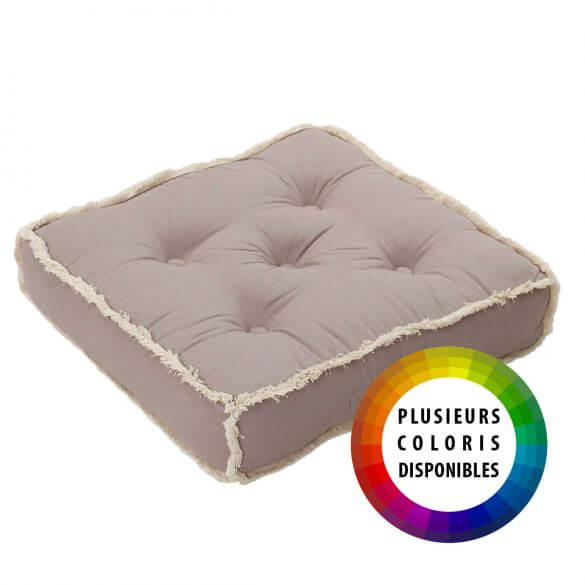 Coussin de sol à franges - 50 x 50 cm - 100 % coton