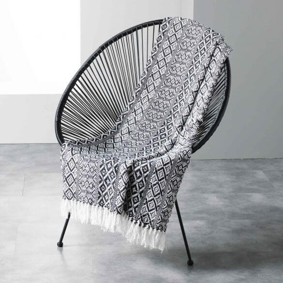 Plaid à franges - 125 x 150 cm - Coton tissé Plaid à franges - 125 x 150 cm - Coton tissé