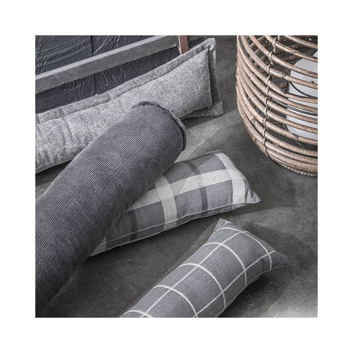 Bas de porte - Gris - Velours côtelé - 95 x 10 cm 