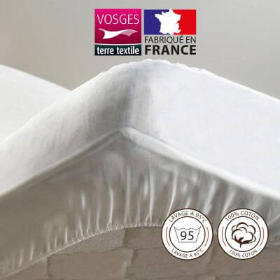 Drap housse - 120 x 190 cm - 100% coton - 57 fils - Made In France