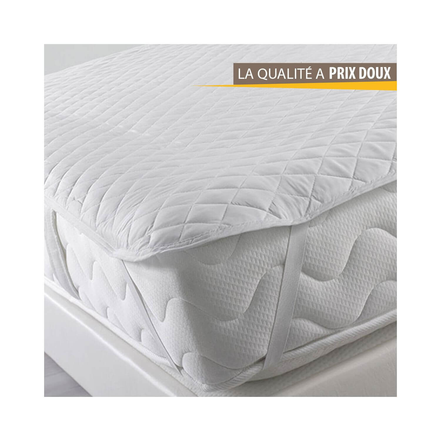 Surmatelas avec élastiques - 90 x 190 cm - Microfibre unie