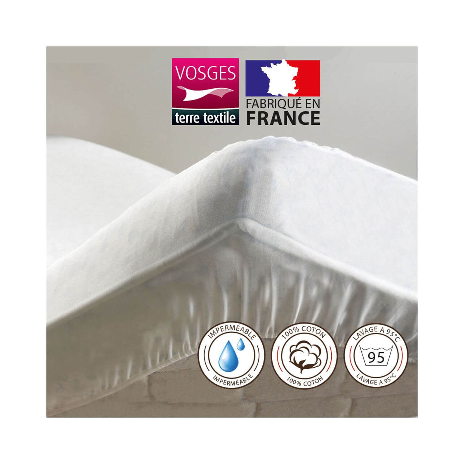 Alèse Housse Coton Blanc des Vosges 120 x 190
