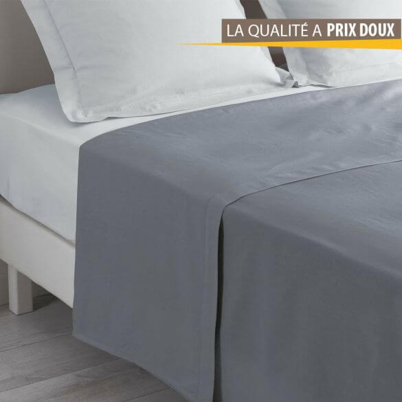 Drap plat - 180 x 290 cm - 100% coton - Différents coloris