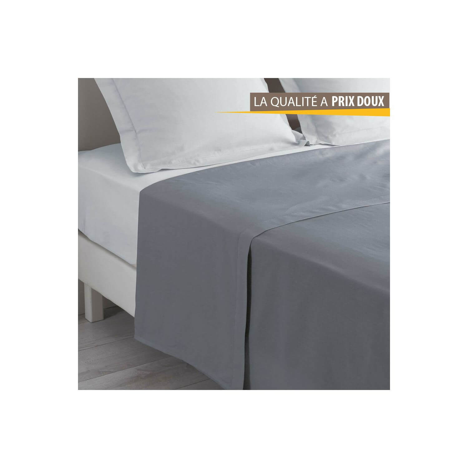 Drap plat uni - 240 x 300 cm - 100% coton - 57 fils