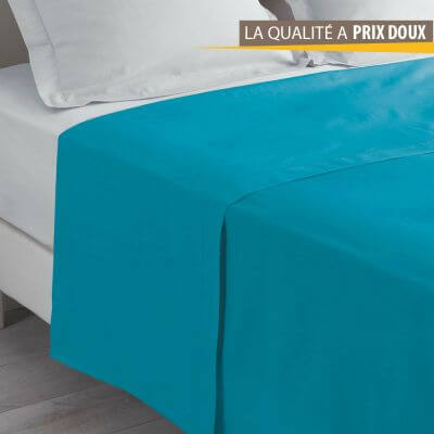 Drap plat - 240 x 300 cm - 100% coton - Différents coloris