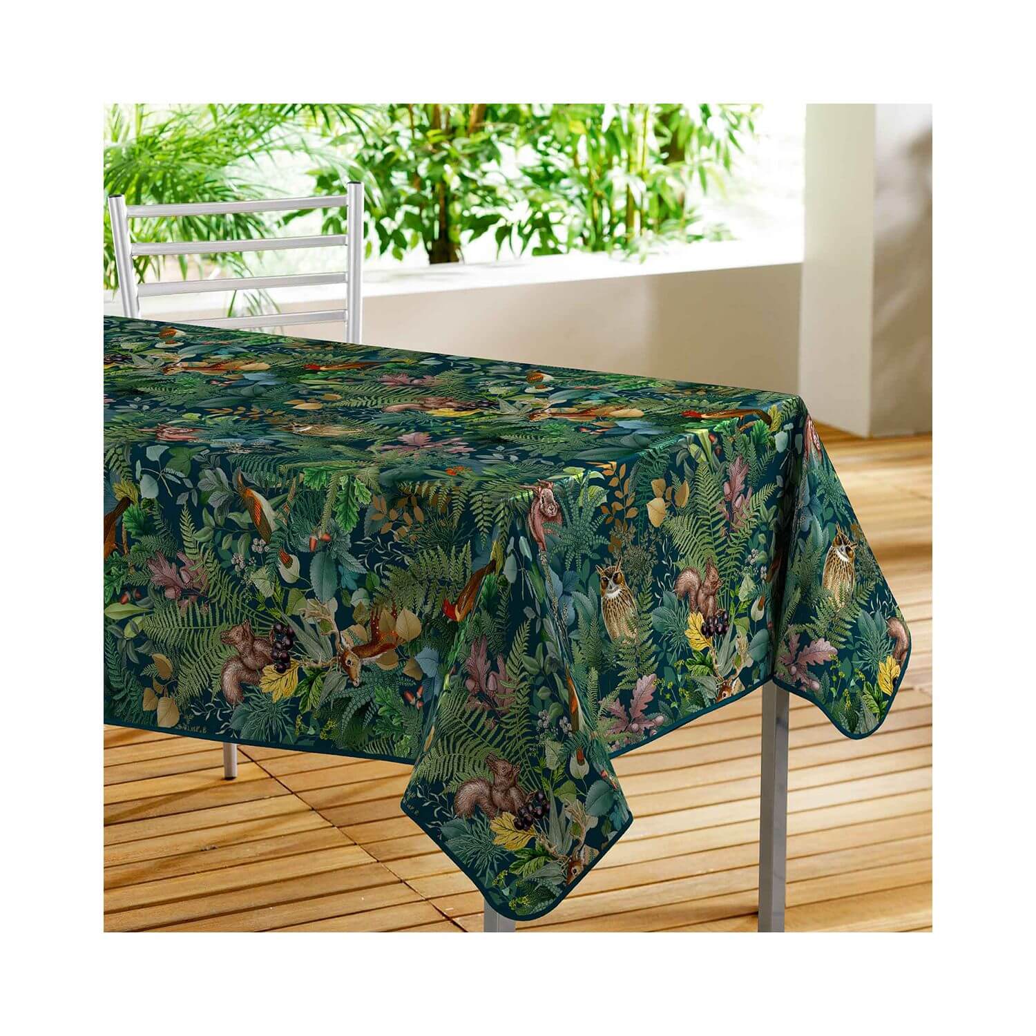 Nappe antitache rectangulaire - 140 x 240 cm -Animaux dans la foret