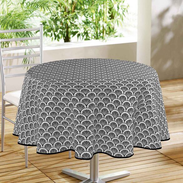 Nappe ronde en toile cirée carreaux - diamètre 150 cm - gris CPM