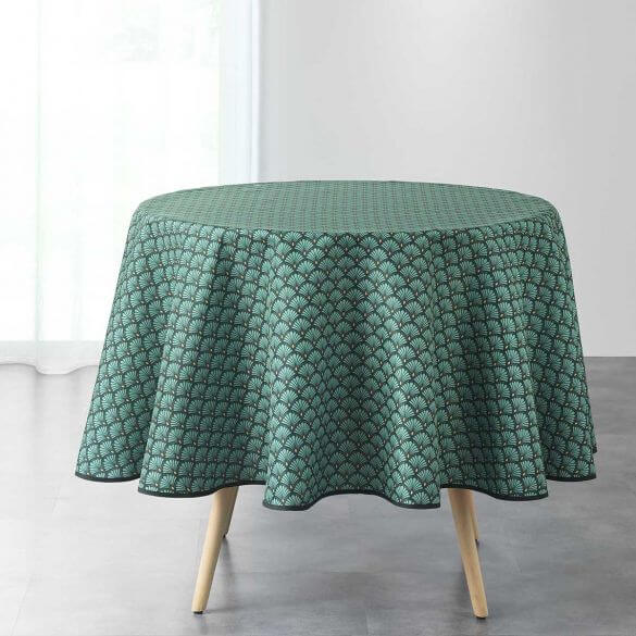 Nappe antitache ronde - Diamètre 180 cm -Art déco vert