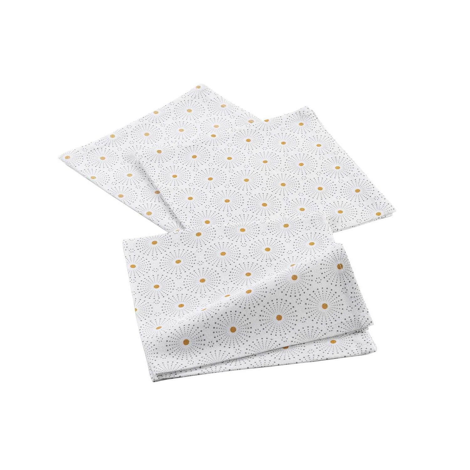 Lot de 3 serviettes de table - 40 x 40 cm - Coton - Feux d'artifice