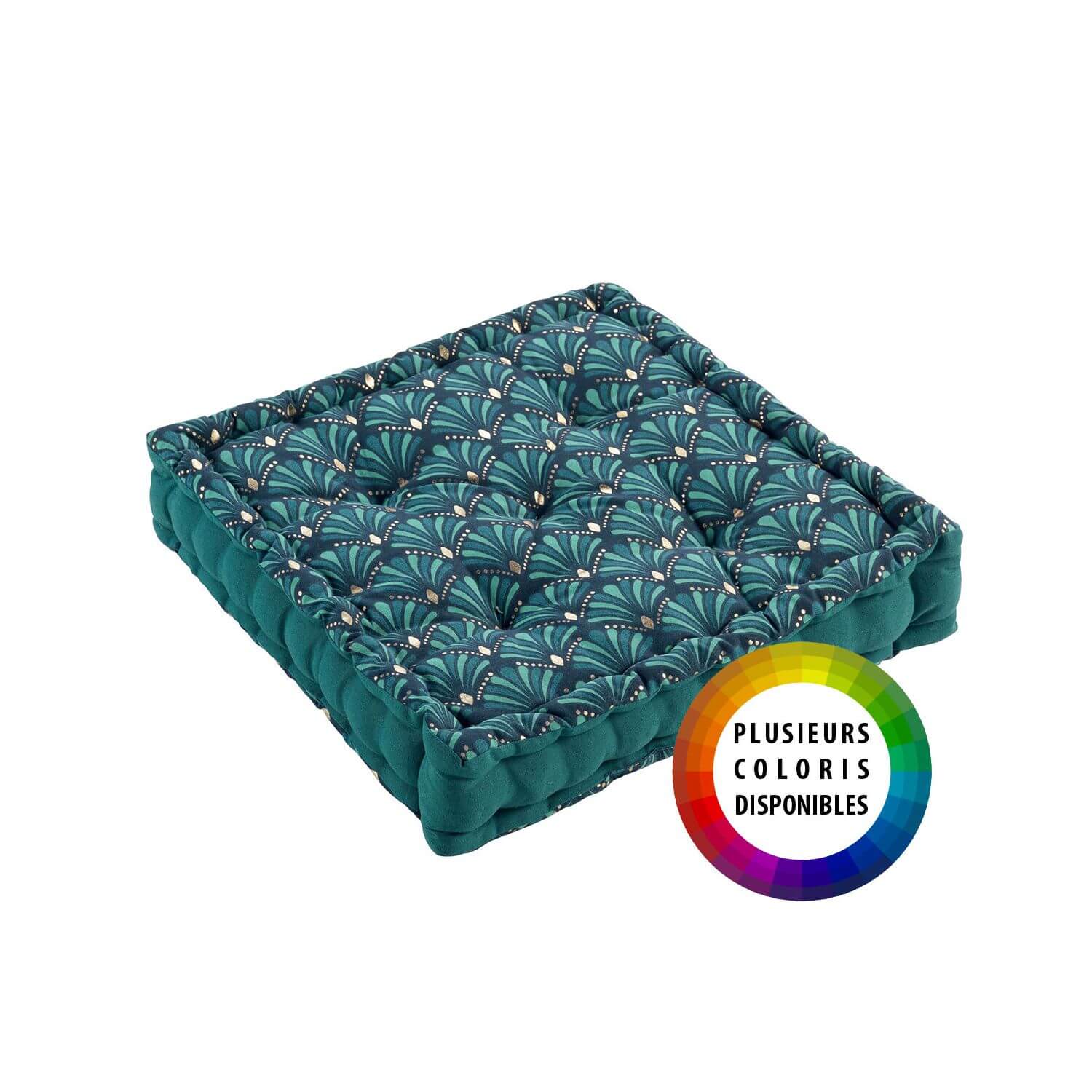 Coussin de sol garni - 45 x 45 cm x 10 cm - Art déco - Imprimé métallisé