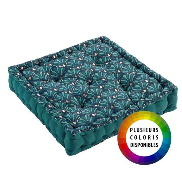 Coussin de sol garni - 45 x 45 cm x 10 cm - Art déco - Imprimé métallisé Coussin de sol garni - 45 x 45 cm x 10 cm - Art déco - Imprimé métallisé