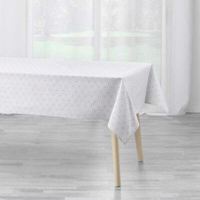 Lot : Nappe rectangulaire 140 x 240 cm + Lot de 3 serviettes de table 40 x 40 cm - Coton - Feux d'artifices
