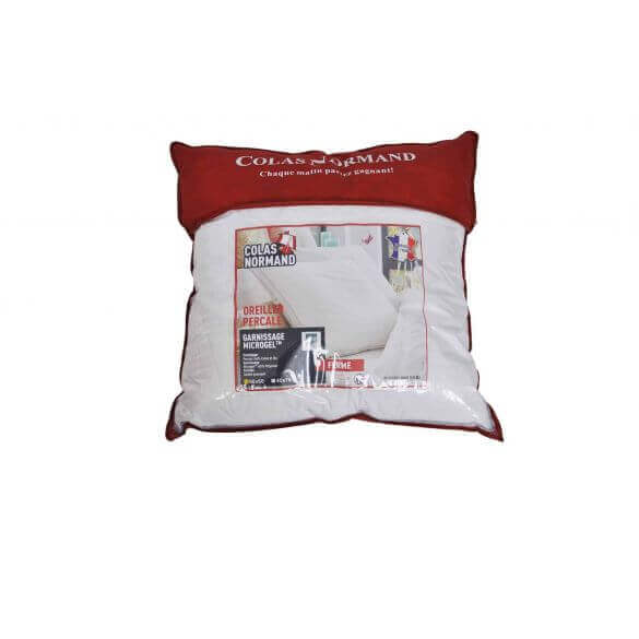 Oreiller microgel et percale - 60 x 60 cm - Made in France -