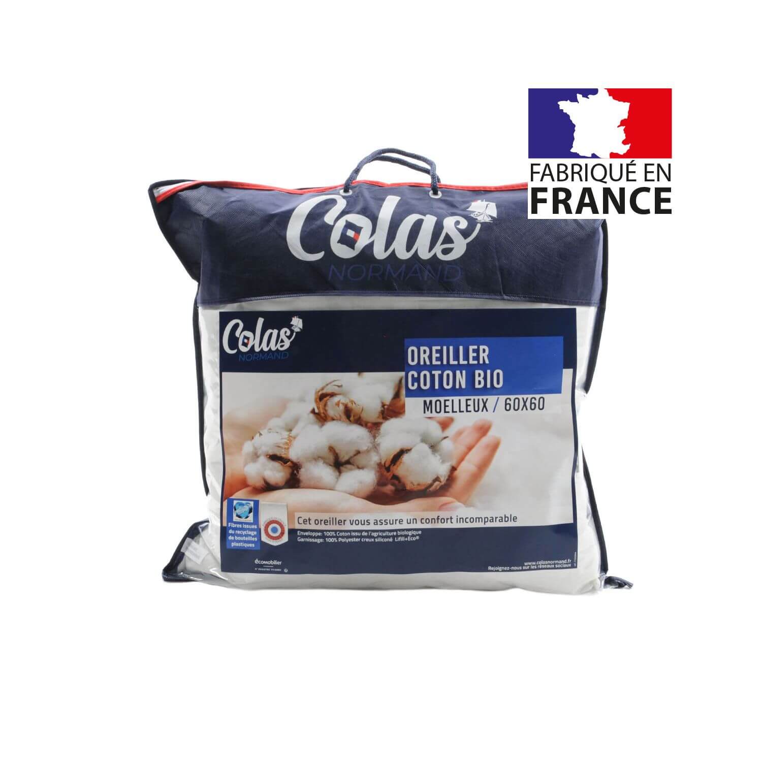 Oreiller moelleux - 60 x 60 cm - Coton bio