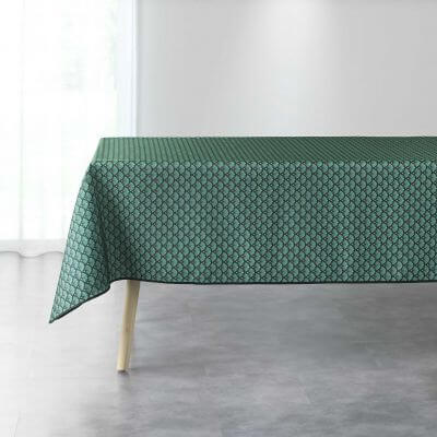 Nappe antitache rectangulaire - 150 x 240 cm -Art déco vert