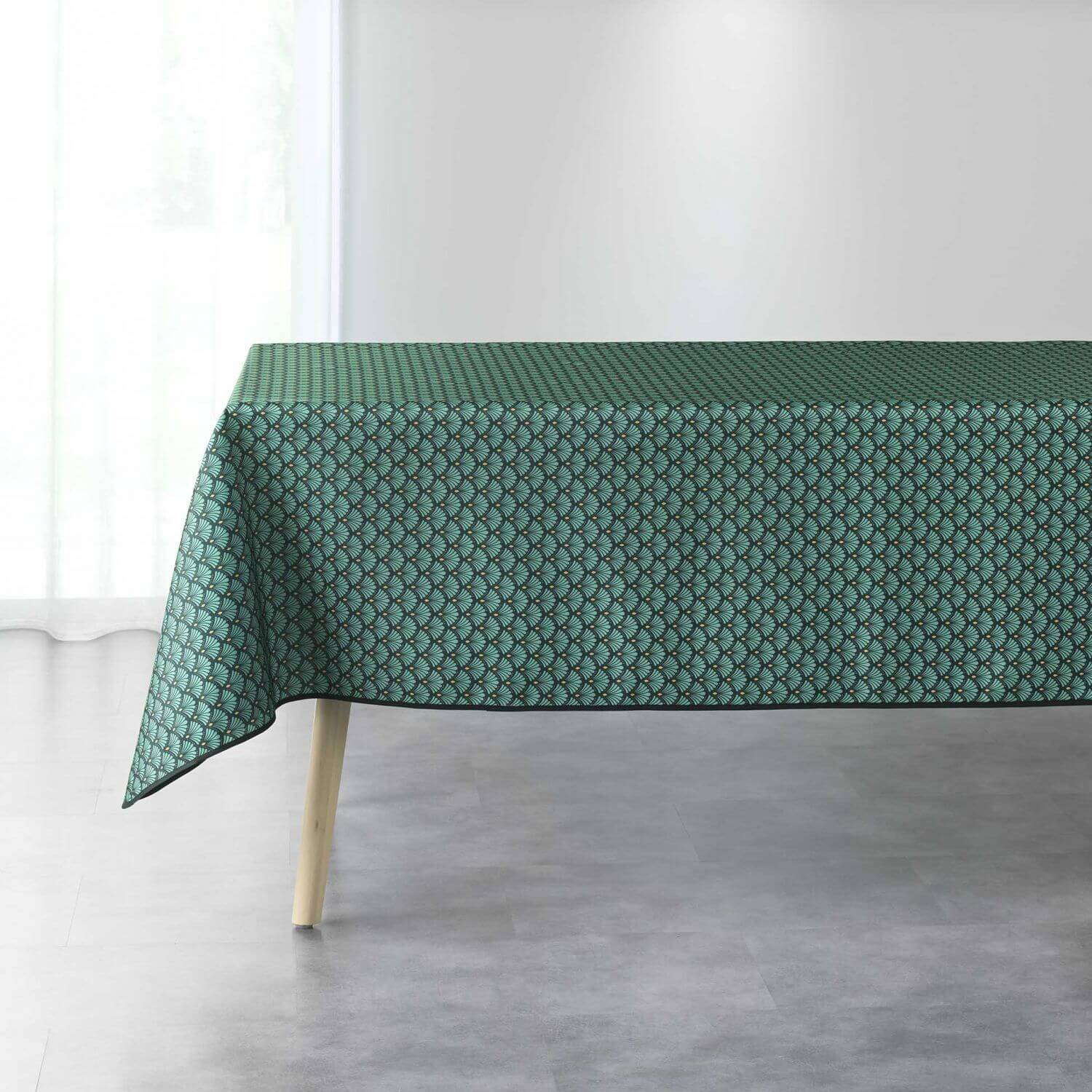 Nappe antitache rectangulaire - 150 x 240 cm - Art déco vert