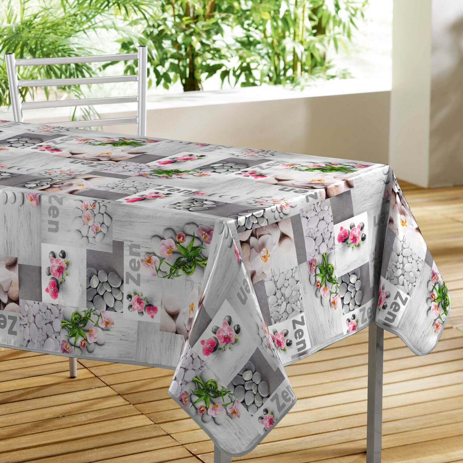 Nappe en toile cirée rectangulaire alma - 140 x 250 cm - ecru