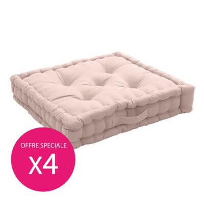 Lot : 4 Coussins de sol 50x50 cm - Rose