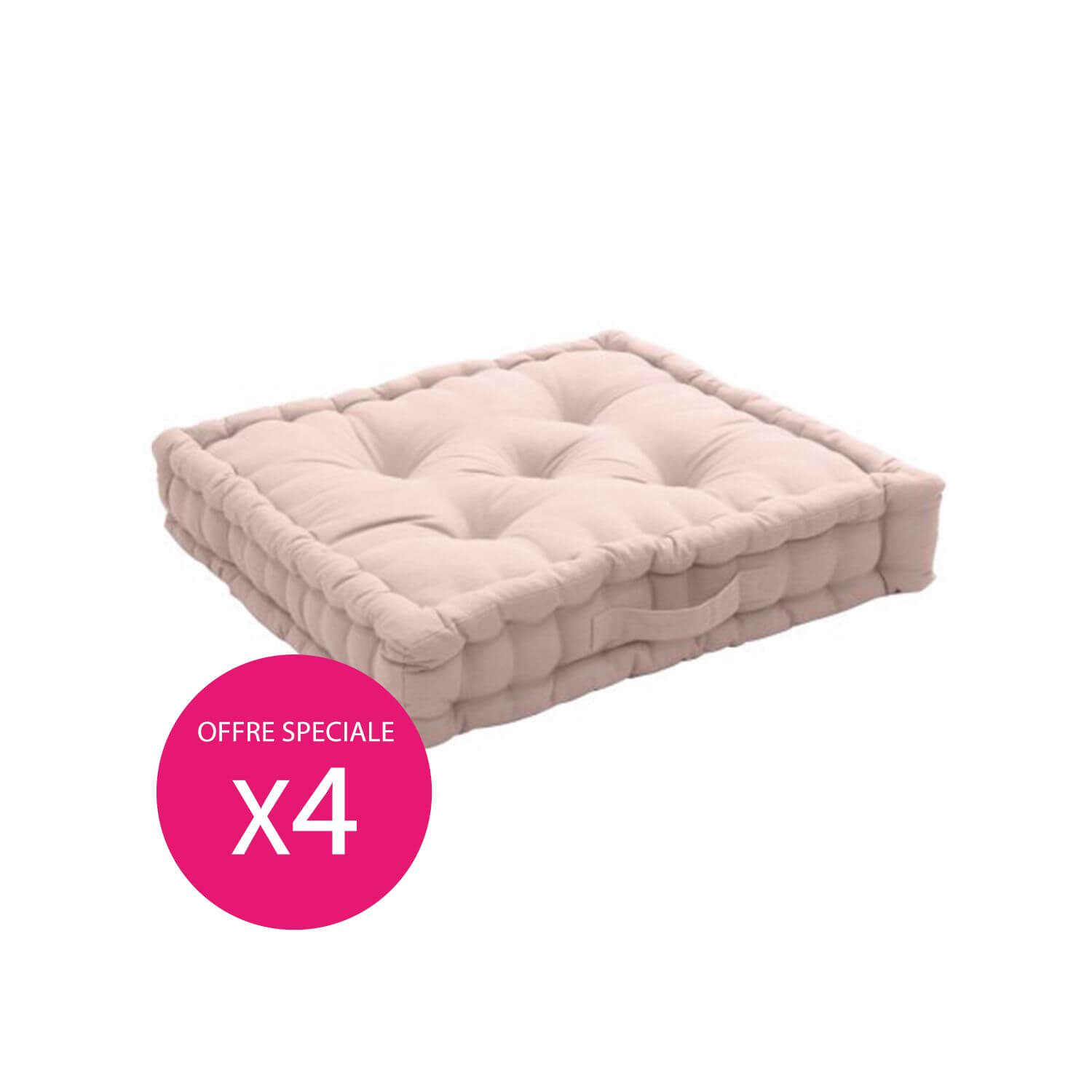 Lot : 4 Coussins de sol 50x50 cm - Rose