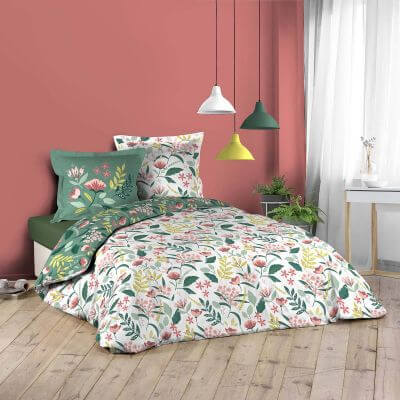 Parure housse de couette 2 personnes-Lits-jumeaux- Spring Flowers Natural-  Housse de