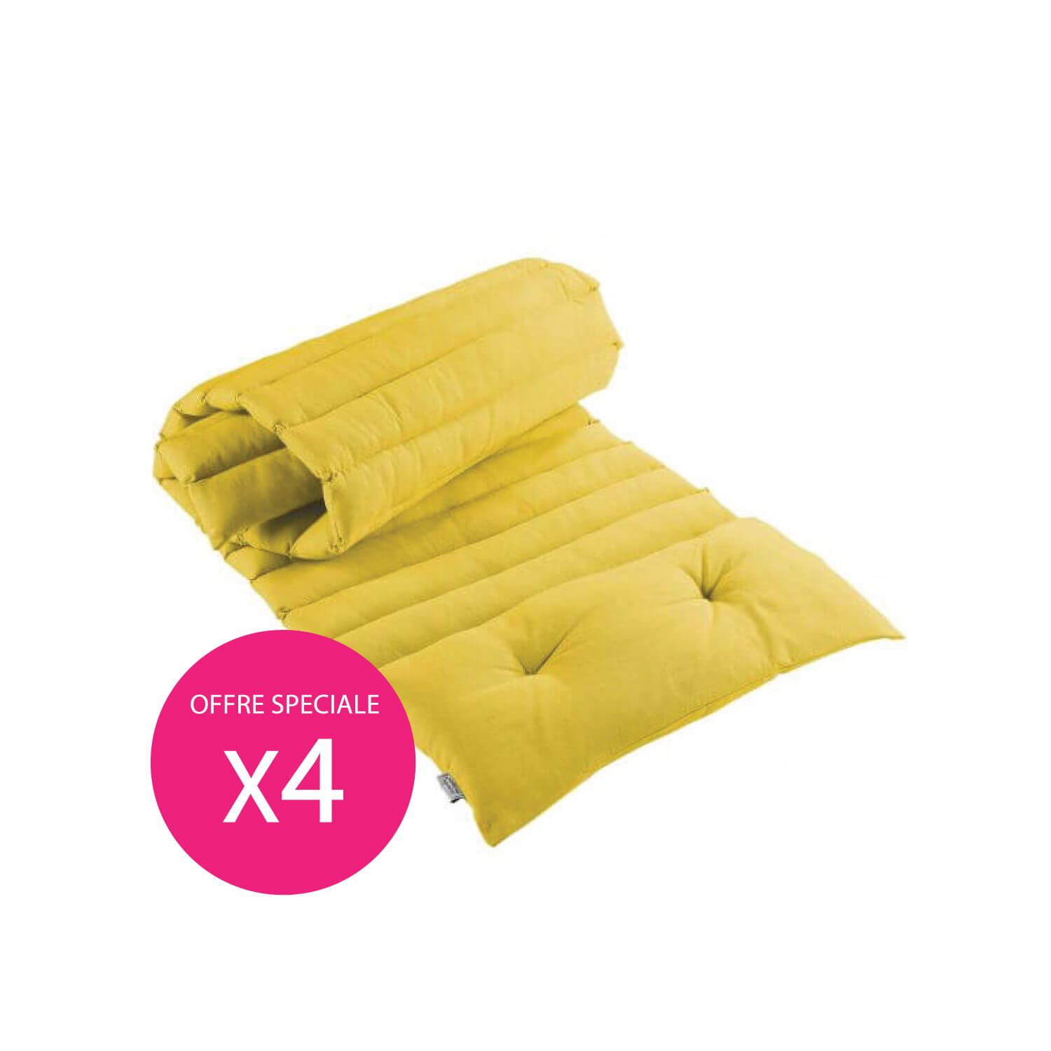 Lot : 4 matelas bain de soleil - 60 x 180 cm - Jaune