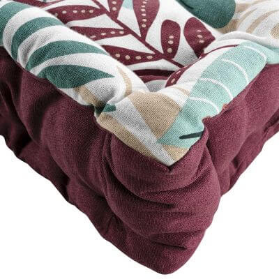 Coussin de sol - 60 x 60 cm x 10 cm - Feuillage coloré vert, rose et blanc