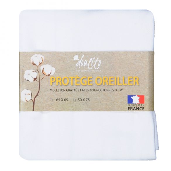 Protège oreiller Doulito - 65x65 cm - Made in France - Coton