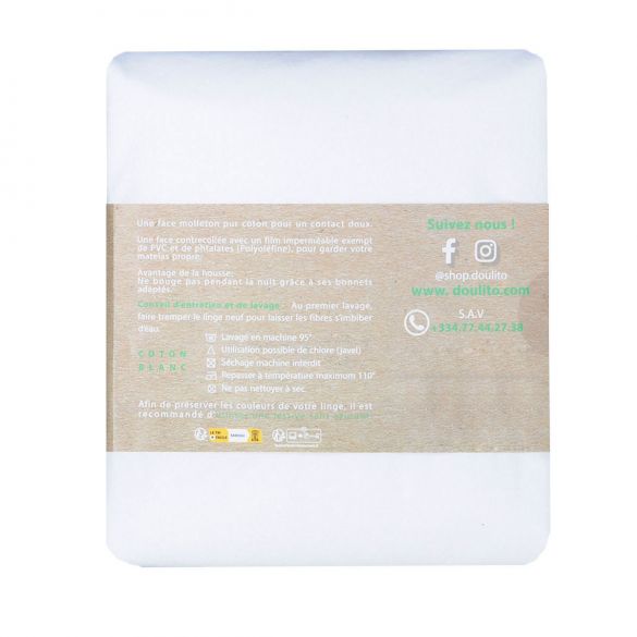 Protège matelas imperméable Doulito - 180x200 cm - Made in France - Coton