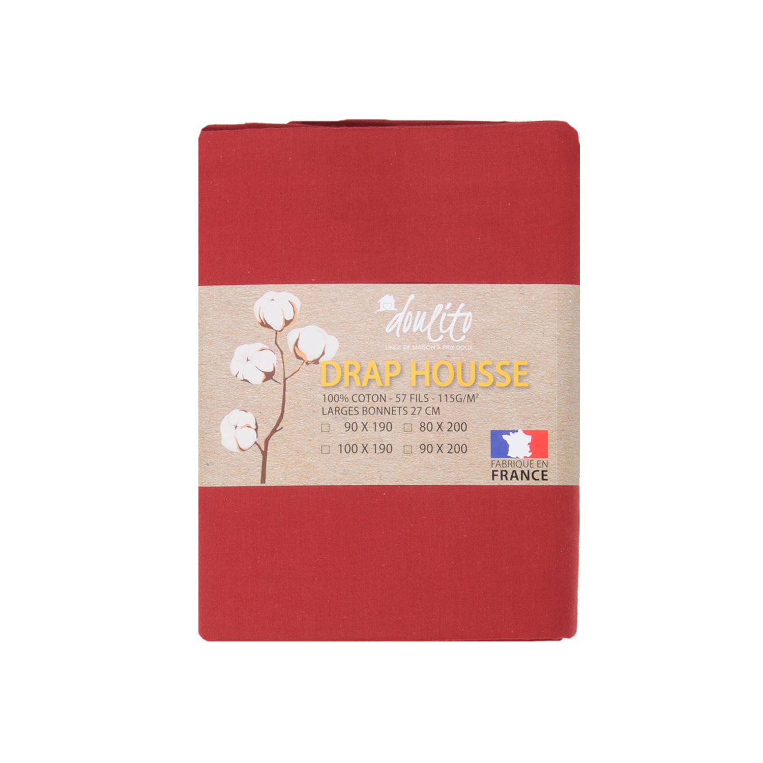 Drap housse Doulito - 80x200 cm - Made in France - Coton