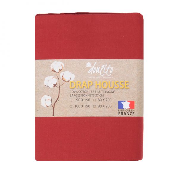 Drap housse Doulito - 80x200 cm - Made in France - Coton