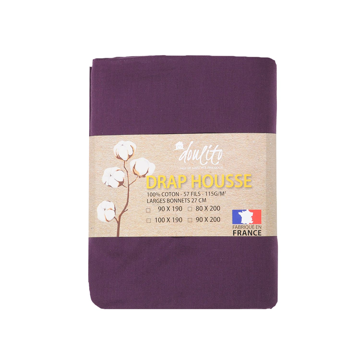 Drap housse Doulito - 90x200 cm - Made in France - Coton 