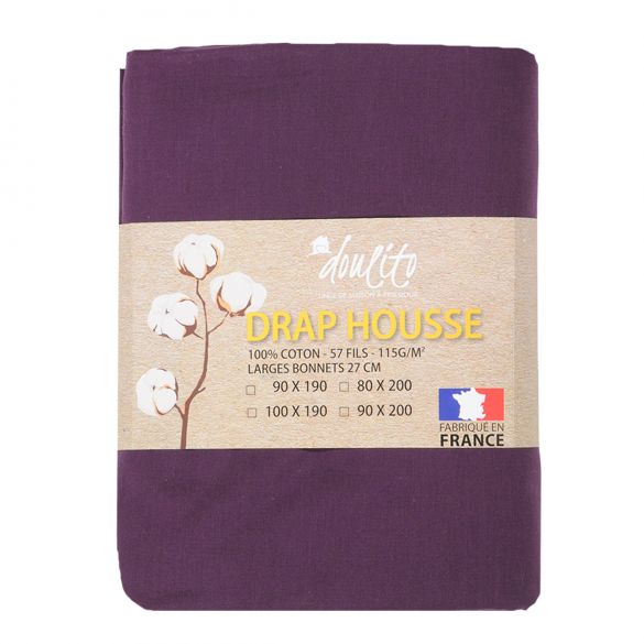 Drap housse Doulito - 90x200 cm - Made in France - Coton 