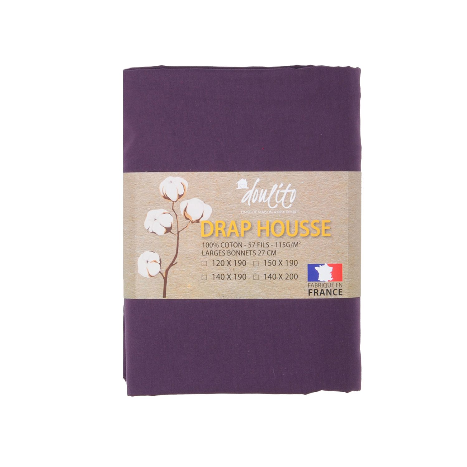 Drap housse Doulito - 150x190 cm - Made in France - Coton