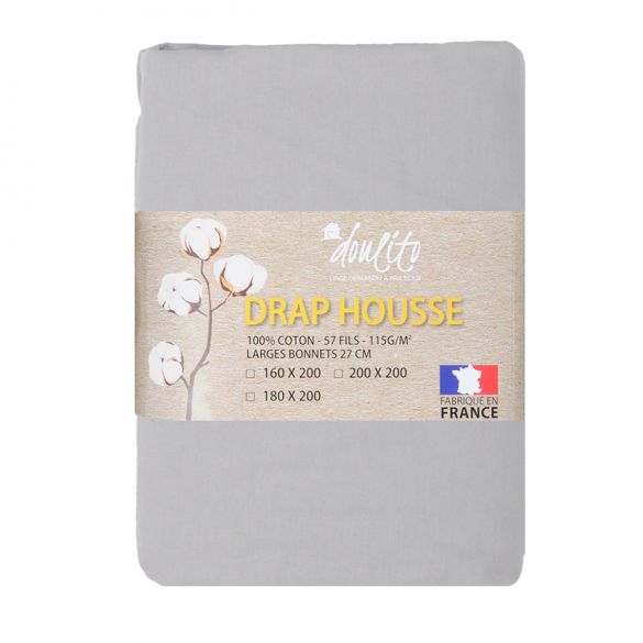 Drap housse Doulito - 200x200 cm - Made in France - Coton