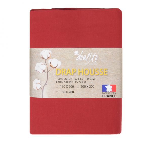 Drap housse Doulito - 200x200 cm - Made in France - Coton