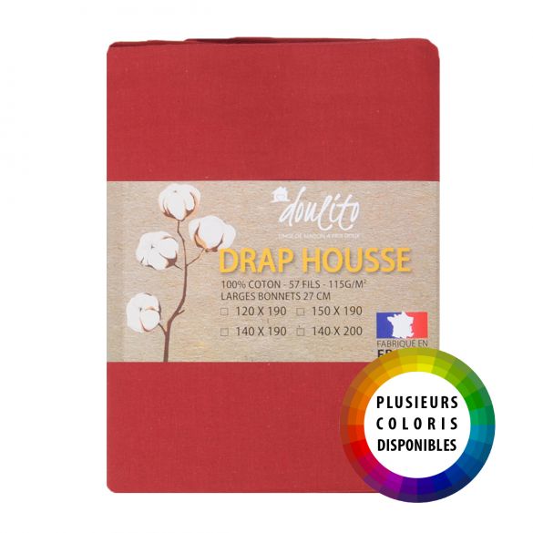 Drap housse Doulito - 140x200 cm - Made in France - Coton Drap housse Doulito - 140x200 cm - Made in France - Coton