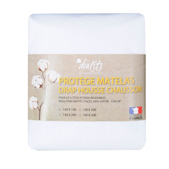 Protège matelas lit electrique Doulito - 140x190 cm - Made in France - Coton