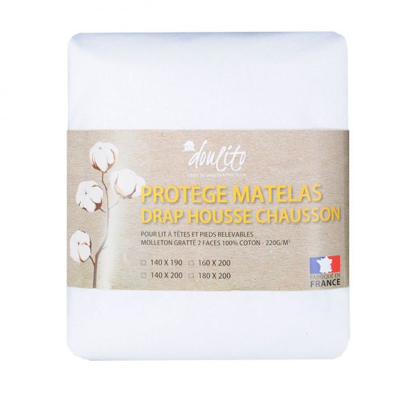 Protège matelas lit electrique Doulito - 140x200 cm - Made in France - Coton