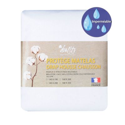 Protège matelas imperméable lit electrique Doulito - 140x200 cm - Made in France - Coton