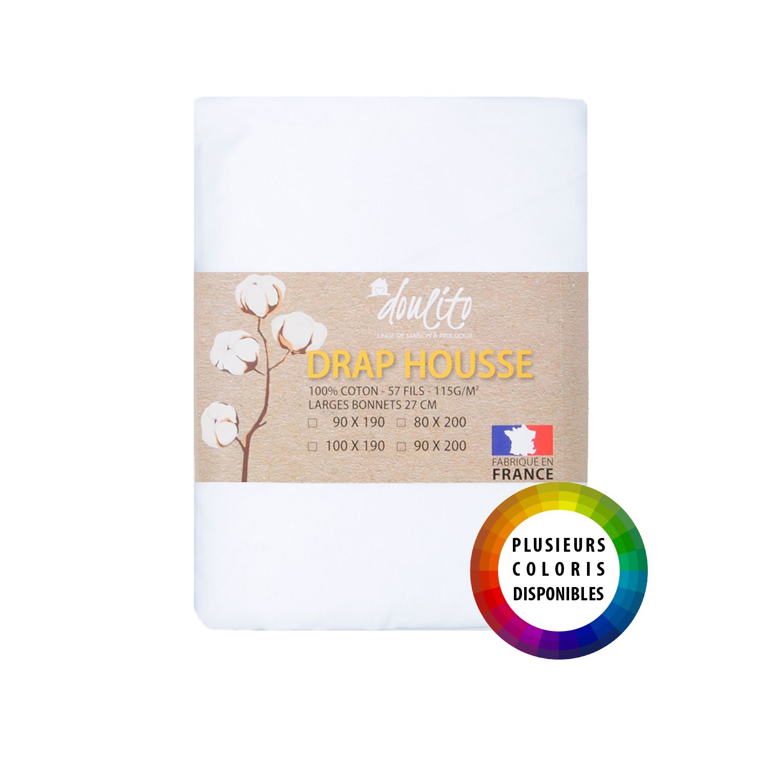 Drap housse Doulito - 100x190 cm - Made in France - Coton