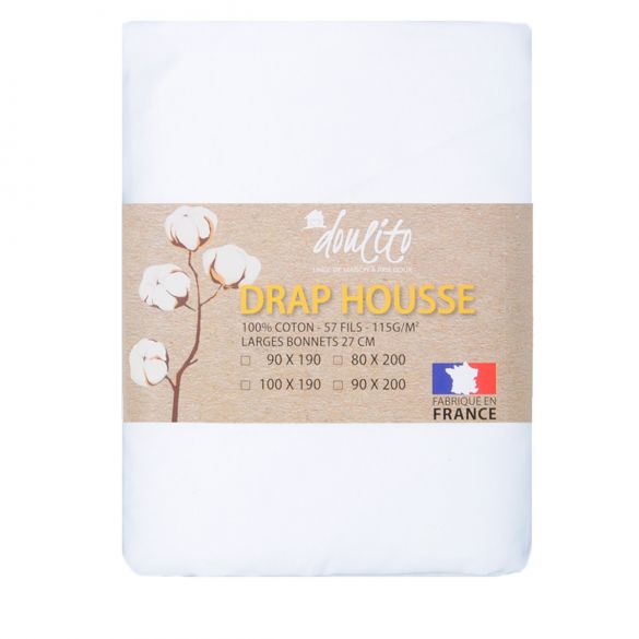 Drap housse Doulito - 90x190 cm - Made in France - Coton