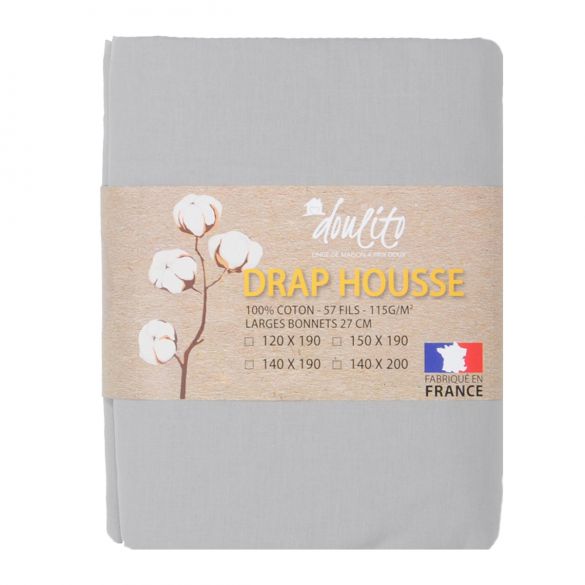 Drap housse Doulito - 150x190 cm - Made in France - Coton