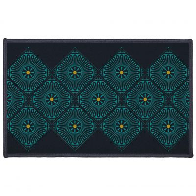 Tapis antidérapant - 50 x 80 cm - Motifs graphiques bleu