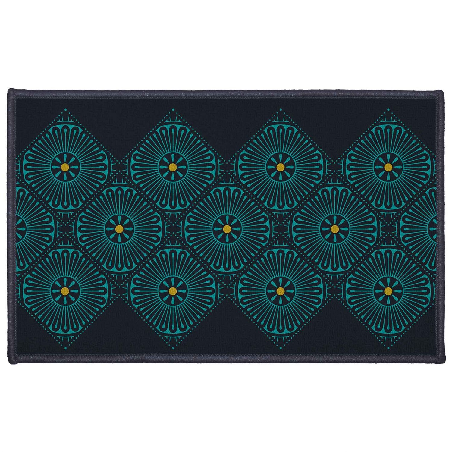 Tapis antidérapant - 50 x 80 cm - Motifs graphiques bleu