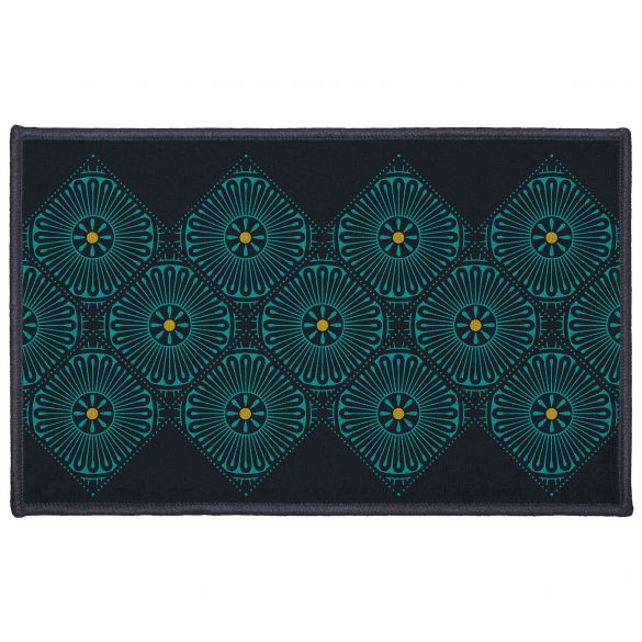 Tapis antidérapant - 50 x 80 cm - Motifs graphiques bleu